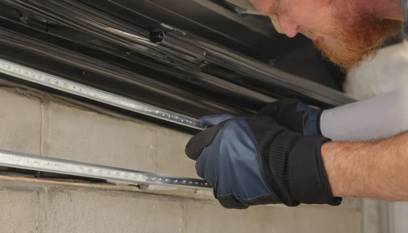 A provider checking garage door springs and tracks at a home in the Lake St. Louis area